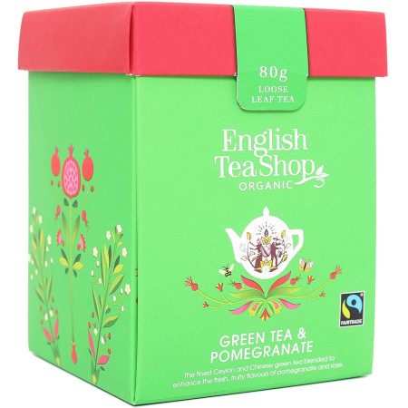 Κουτί με Πράσινο Τσάι & Ρόδι | Org FT.Green Tea Pomegranate loose leef tea | 80gr