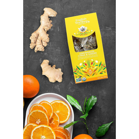 Βιολογικό - Λεμονόχορτο, Τζίντζερ & Κιτροειδή | Org. Lemongrass, Ginger and Citrus Fruits Loose Leaf |15 Pyramid Tea Bags