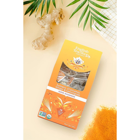 Βιολογικό - Κουρκουμά, Τζίντζερ & Λεμονόχορτο | Org. Turmeric, Ginger & Lemongrass Loose Leaf |15 Pyramid Tea Bags