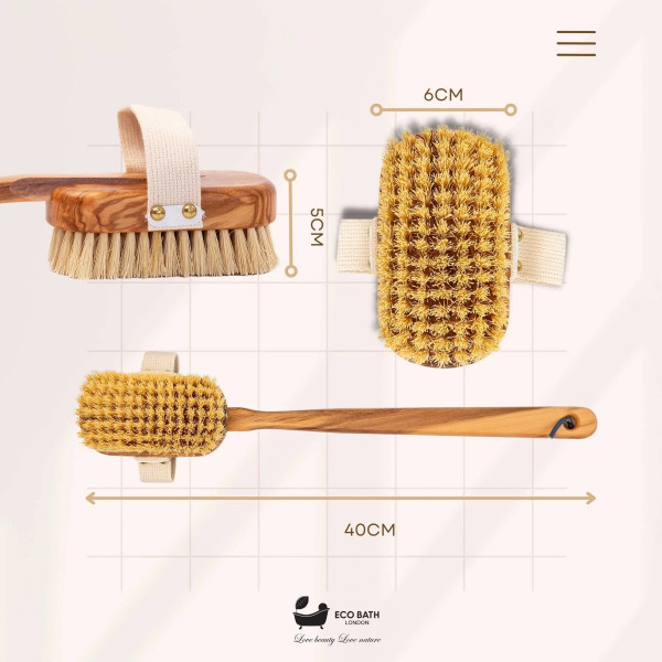 Πολυτελής Βούρτσα Πλάτης από Ξύλο Ελιάς