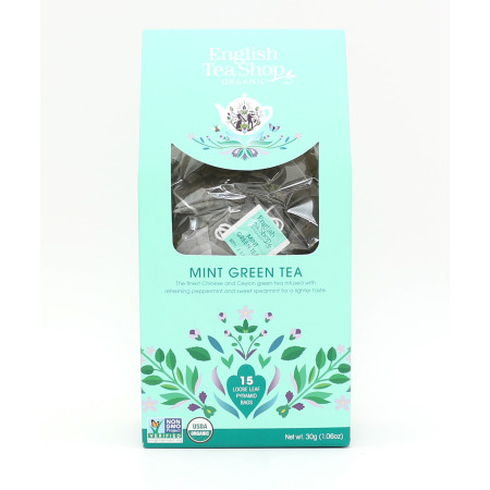 Βιολογικό - Πράσινο Τσάι με Μέντα | Mint Green Tea Loose Leaf |15 Pyramid Tea Bags