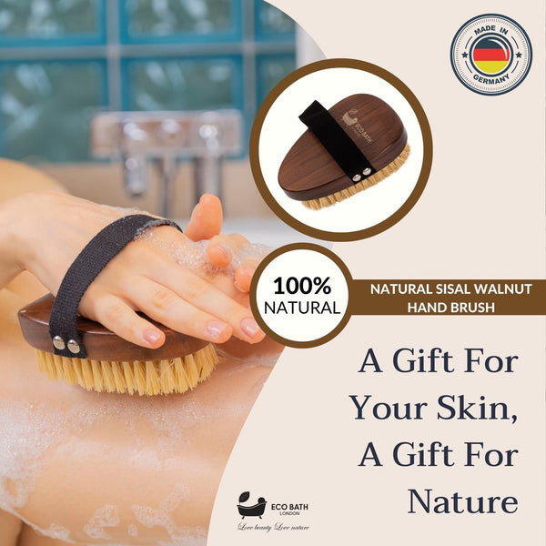 Eco Bath London | Πολυτελής βούρτσα Xειρός από Καρυδιά & Σκληρή Τρίχα Σιζάλ