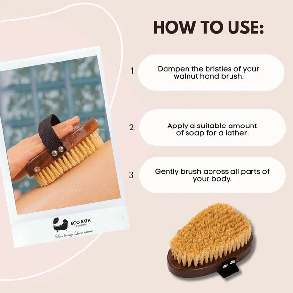 Eco Bath London | Πολυτελής βούρτσα Xειρός από Καρυδιά & Σκληρή Τρίχα Σιζάλ