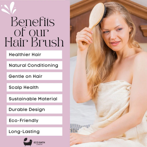 Eco Bath London | Βούρτσα Μαλλιών από Μπαμπού με Φυσική Τρίχα